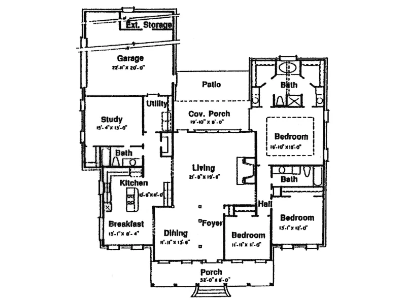Country House Plan First Floor - Graycroft Southern Home 024D-0557 - Search House Plans and More