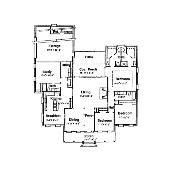 Country House Plan First Floor - Graycroft Southern Home 024D-0557 - Search House Plans and More