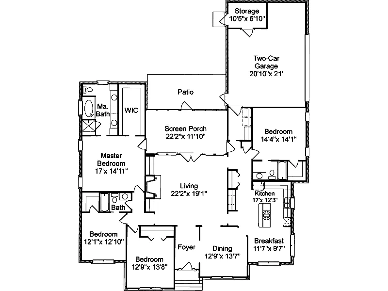 Country French House Plan First Floor - Gardner Point Ranch Home 024D-0565 - Search House Plans and More