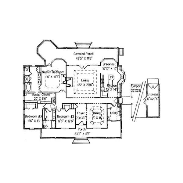 Country House Plan First Floor - Kellyton Country Ranch Home 024D-0572 - Search House Plans and More