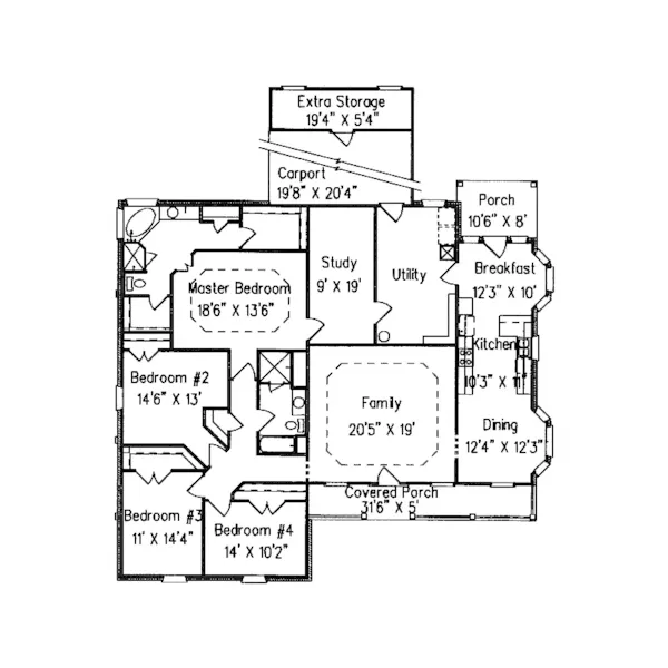 Traditional House Plan First Floor - Frayser Traditional Home 024D-0580 - Search House Plans and More