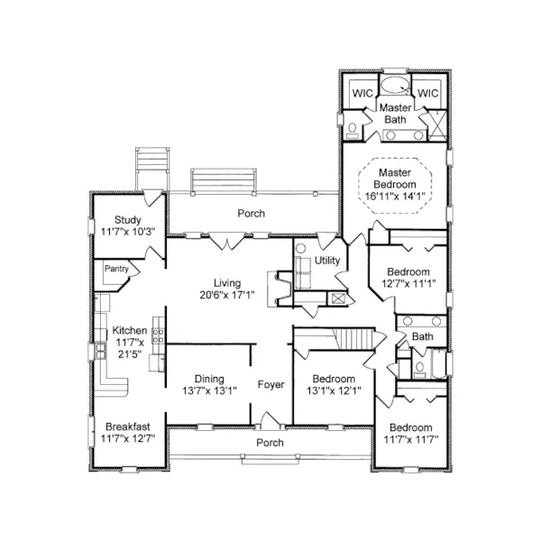 Luxury House Plan First Floor - Mullins Station Ranch Home 024D-0583 - Shop House Plans and More