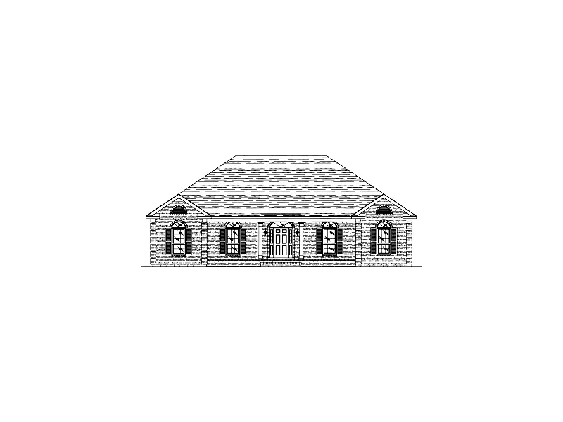 Symmetrically Pleasing Brick Ranch House With Arch Windows