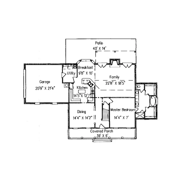 Traditional House Plan First Floor - Wolf River Cape Cod Home 024D-0584 - Shop House Plans and More