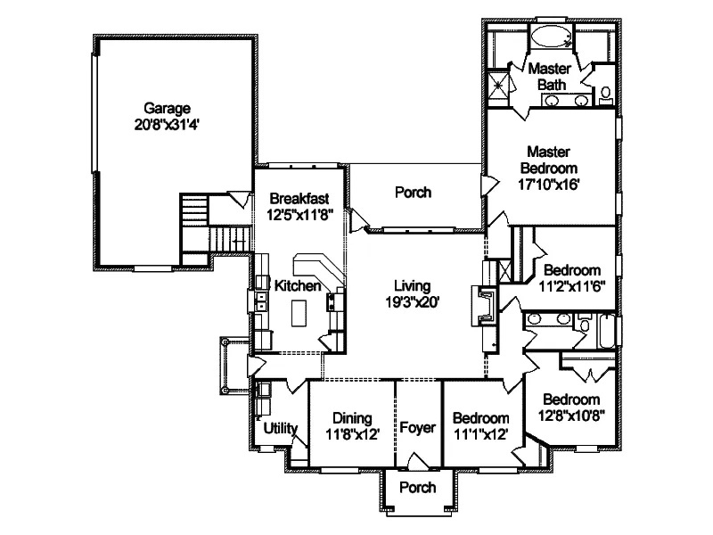 European House Plan First Floor - Cordova European Home 024D-0596 - Search House Plans and More