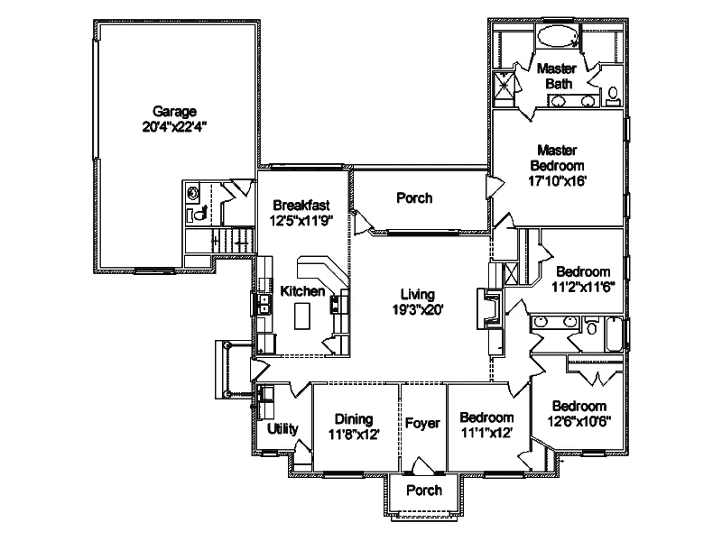 Southern House Plan First Floor - Samburg European Home 024D-0598 - Shop House Plans and More