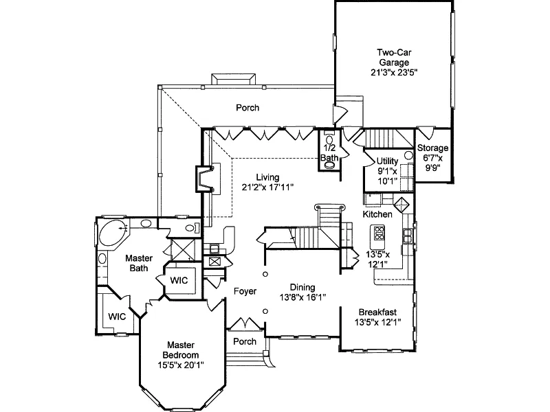 European House Plan First Floor - Overton European Home 024D-0615 - Shop House Plans and More
