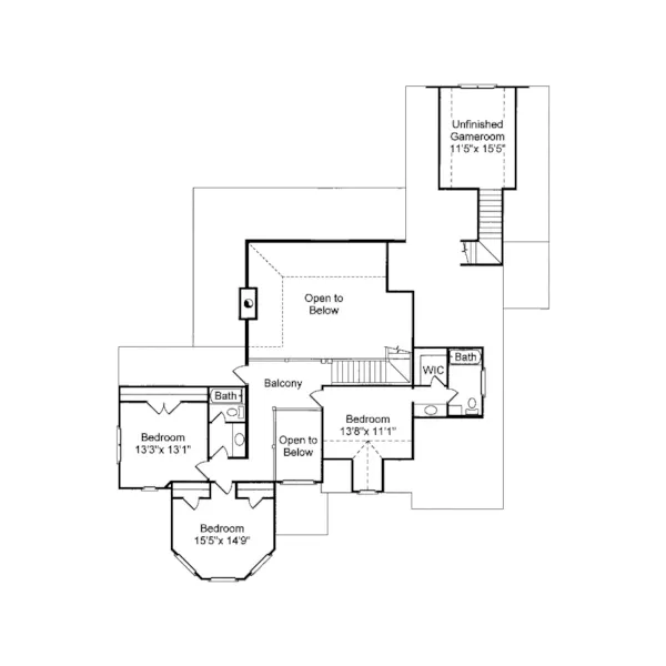 Southern House Plan Second Floor - Overton European Home 024D-0615 - Shop House Plans and More