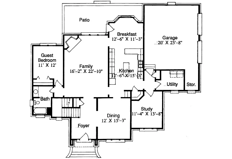 Traditional House Plan First Floor - Satilla Traditional Home 024D-0618 - Shop House Plans and More