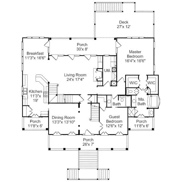 Waterfront House Plan First Floor - Broadmoor Luxury Home 024D-0624 - Search House Plans and More