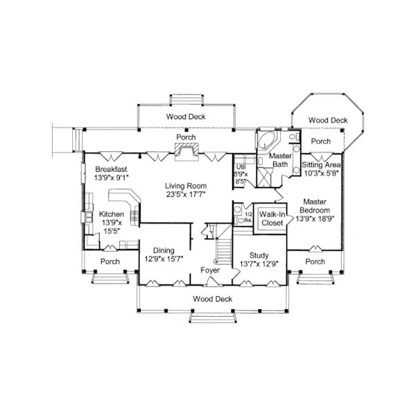 Southern House Plan First Floor - Wilder Bayou Lowcountry Home 024D-0625 - Shop House Plans and More