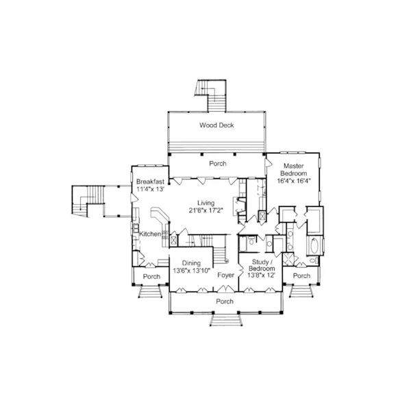 Colonial House Plan First Floor - Ramsey House Lowcountry Home 024D-0637 - Shop House Plans and More