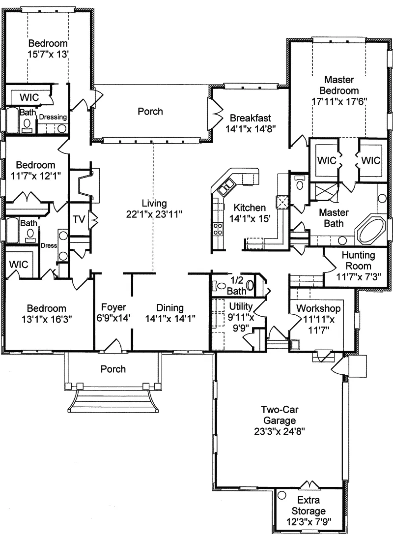 Traditional House Plan First Floor - Pleasant Ridge Neoclassic Home 024D-0639 - Shop House Plans and More