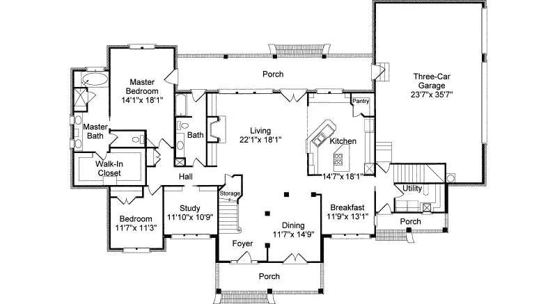 Craftsman House Plan First Floor - Douglas Park Craftsman Home 024D-0644 - Search House Plans and More