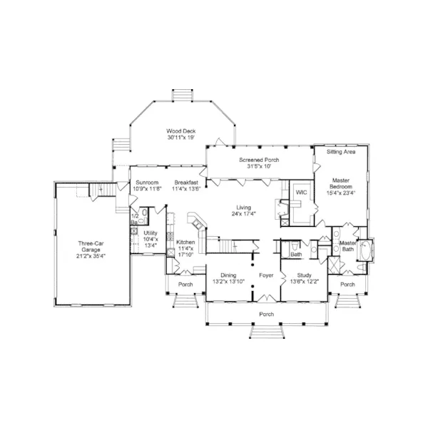 Luxury House Plan First Floor - Dubourg Mill Country Home 024D-0670 - Search House Plans and More