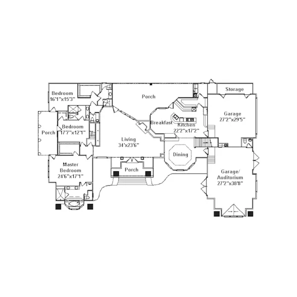 Luxury House Plan First Floor - Porter Luxury Traditional Home 024D-0681 - Shop House Plans and More