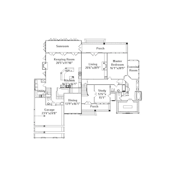 Luxury House Plan First Floor - Wiseman Luxury European Home 024D-0682 - Shop House Plans and More