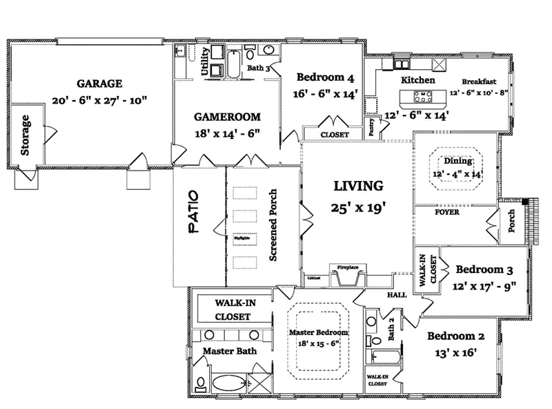 Ranch House Plan First Floor - 024D-0823 - Shop House Plans and More