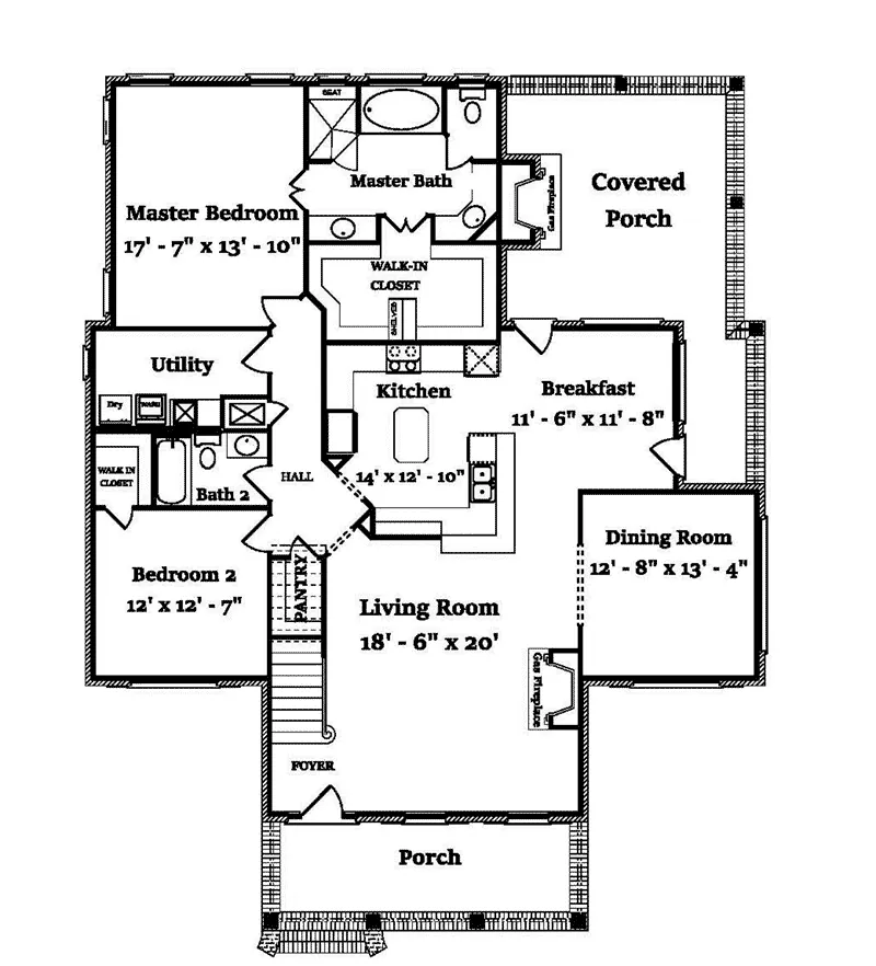 Country House Plan First Floor - Bay Springs Southern Home 024D-0827 - Search House Plans and More