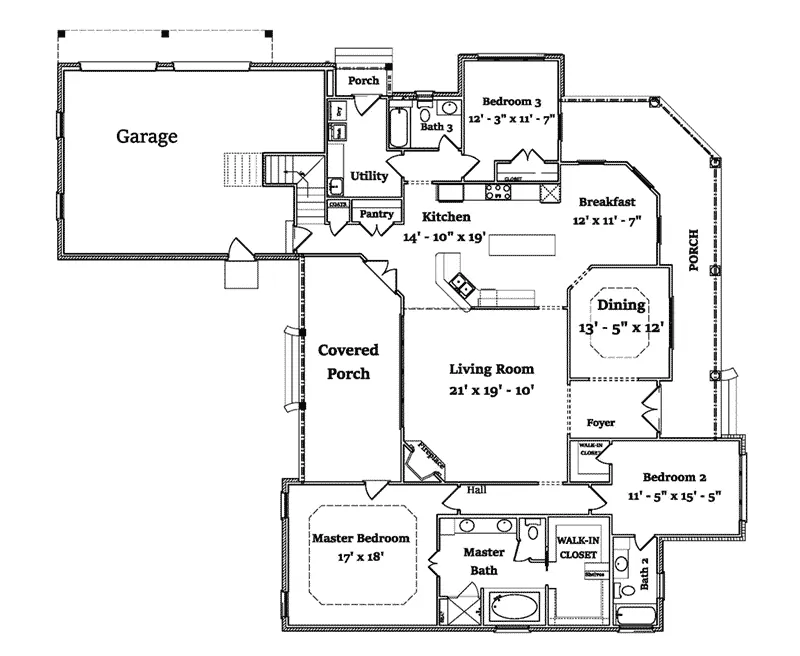 Country House Plan First Floor - 024D-0828 - Shop House Plans and More
