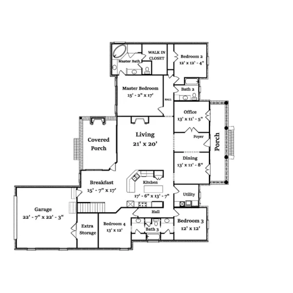 Country House Plan First Floor - Sandison Southern Home 024D-0831 - Shop House Plans and More