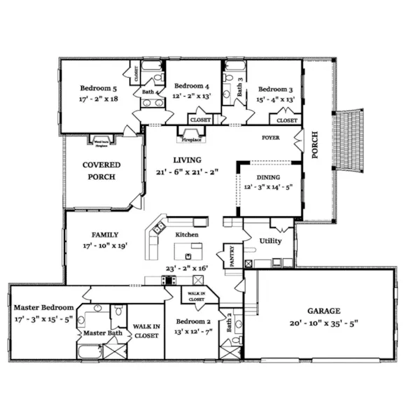 Craftsman House Plan First Floor - Sunnybridge Southern Home 024D-0834 - Shop House Plans and More