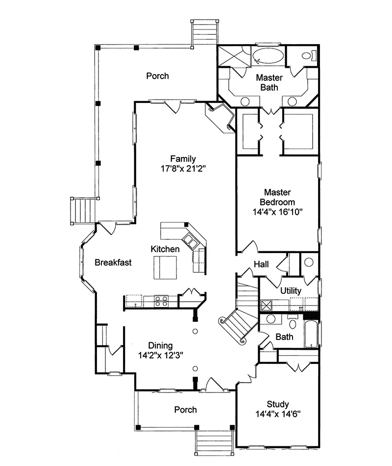 Luxury House Plan First Floor - Perdue Creek Country Farmhouse 024S-0005 - Shop House Plans and More