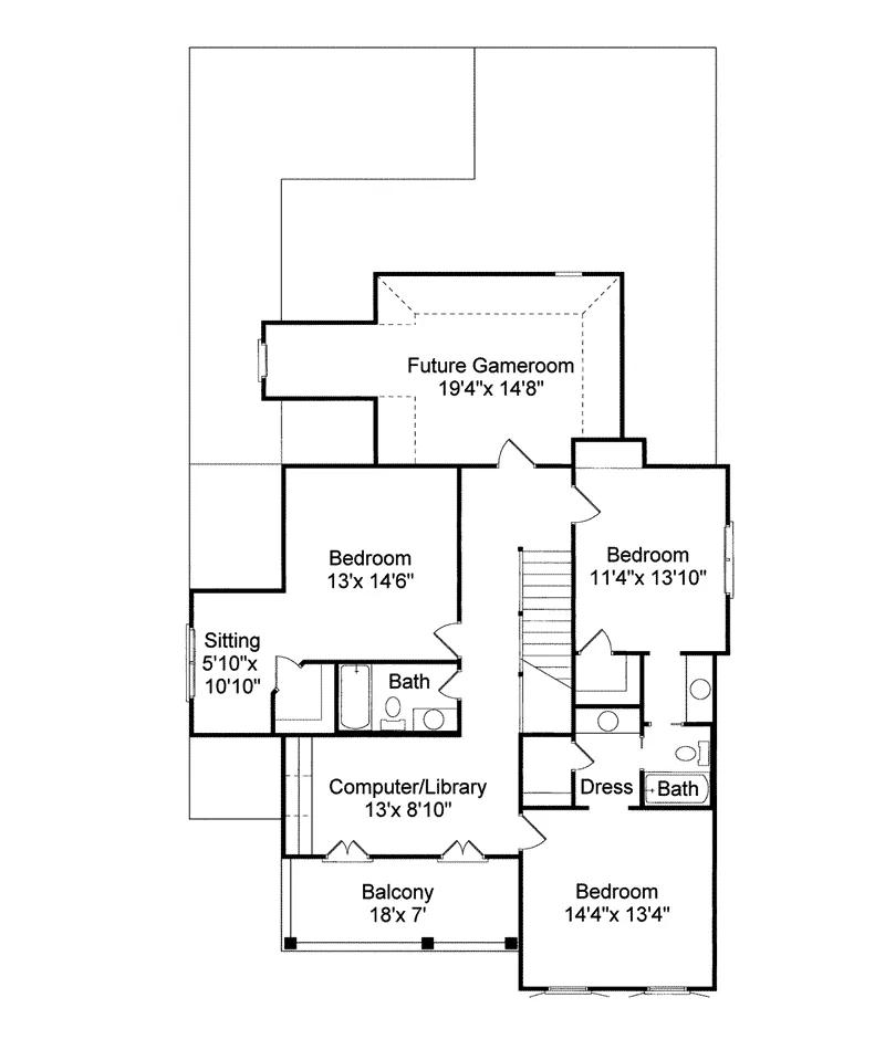 Plantation House Plan Second Floor - Perdue Creek Country Farmhouse 024S-0005 - Shop House Plans and More