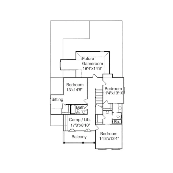 Waterfront House Plan Second Floor - Frisco Park Plantation Home 024S-0006 - Search House Plans and More