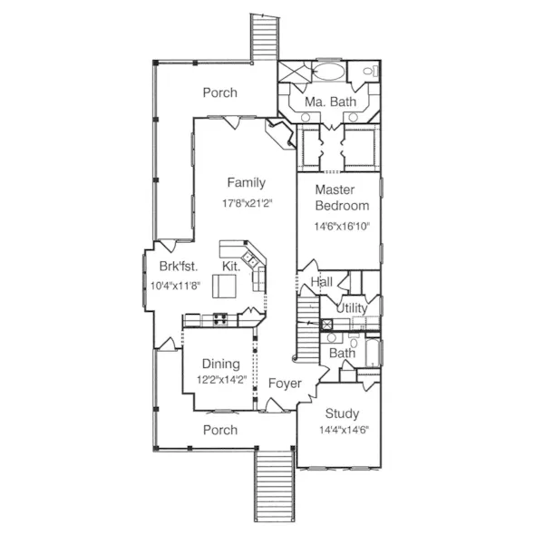 Southern House Plan First Floor - Peterman Southern Style Home 024S-0007 - Shop House Plans and More