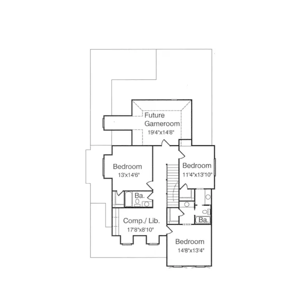 Southern House Plan Second Floor - Peterman Southern Style Home 024S-0007 - Shop House Plans and More