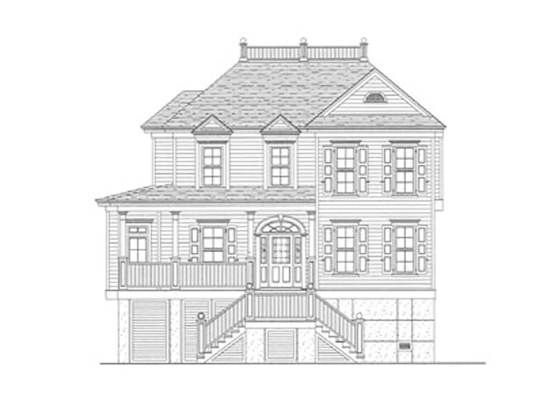 Raised Southern Plantation Home With Unique Front Staircase To Porch