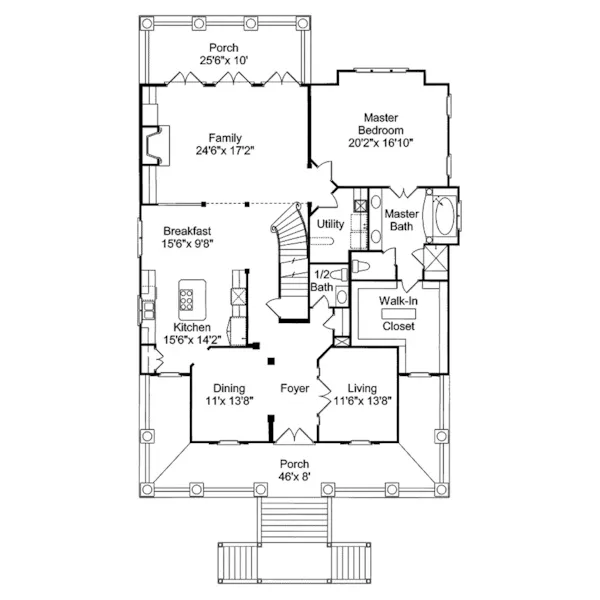 Victorian House Plan First Floor - Seabrook Southern Home 024S-0011 - Shop House Plans and More