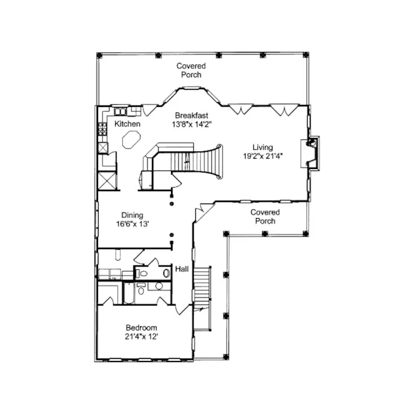 Waterfront House Plan First Floor - Hermitage Manor Plantation Home 024S-0014 - Search House Plans and More