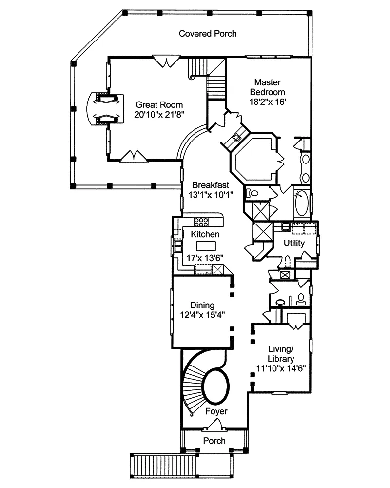Sunbelt House Plan First Floor - East Pier Southern Luxury Home 024S-0016 - Search House Plans and More