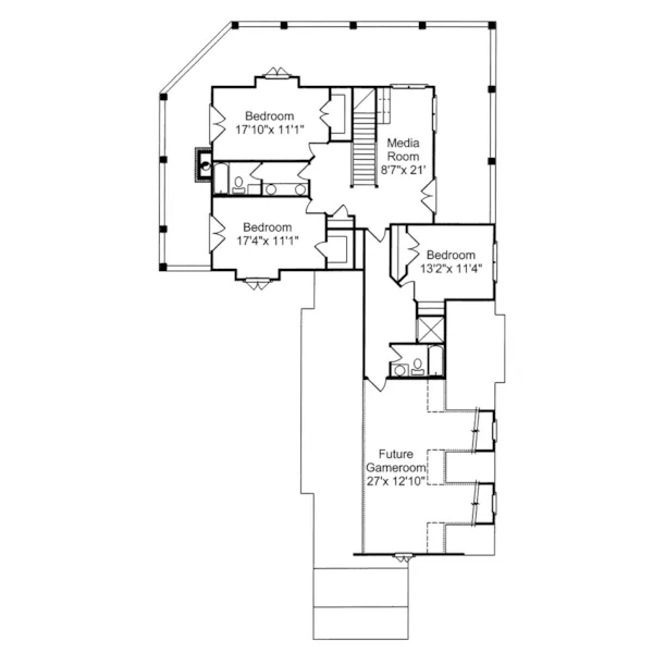 Colonial House Plan Second Floor - East Pier Southern Luxury Home 024S-0016 - Search House Plans and More