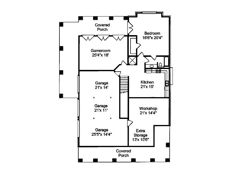 Southern Plantation House Plan Lower Level Floor - Pennington Bend Lowcountry Home 024S-0018 - Shop House Plans and More