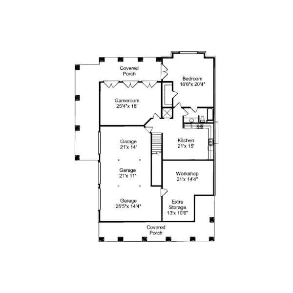 Colonial House Plan Lower Level Floor - Pennington Bend Lowcountry Home 024S-0018 - Shop House Plans and More