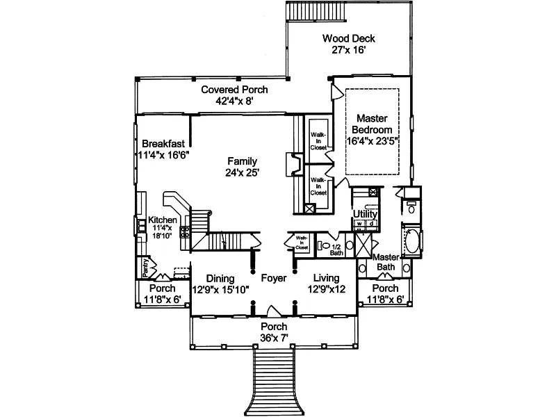 Lowcountry House Plan First Floor - Low Country Home Plans | Southern Low Country House Plans