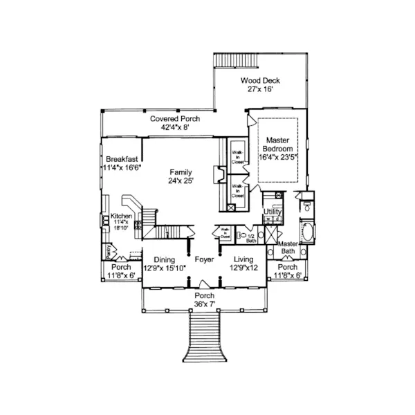 Luxury House Plan First Floor - Low Country Home Plans | Southern Low Country House Plans