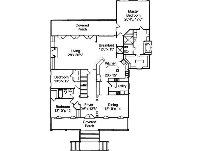 Traditional House Plan First Floor - Sheffield Point Southern Home 024S-0020 - Shop House Plans and More