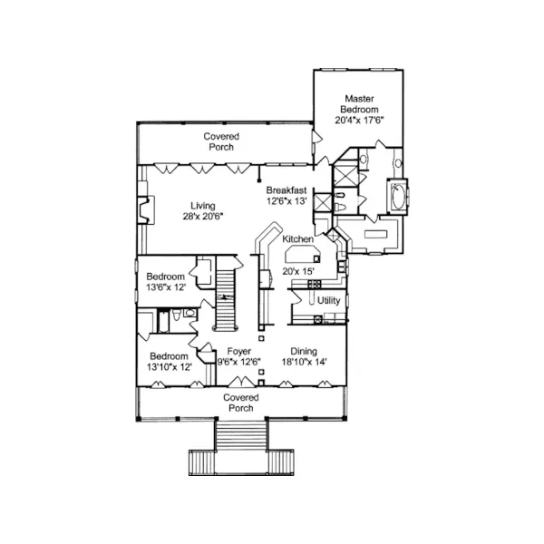 Lowcountry House Plan First Floor - Sheffield Point Southern Home 024S-0020 - Shop House Plans and More