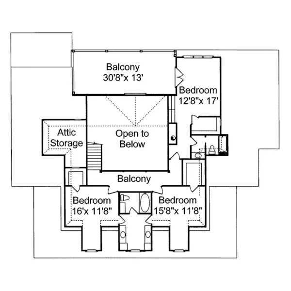 Southern House Plan Second Floor - Vanderbilt Lowcountry Home 024S-0021 - Shop House Plans and More