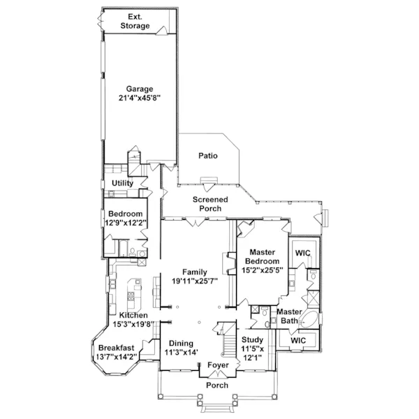 Southern Plantation House Plan First Floor - Prentiss Manor Colonial Home 024S-0023 - Shop House Plans and More