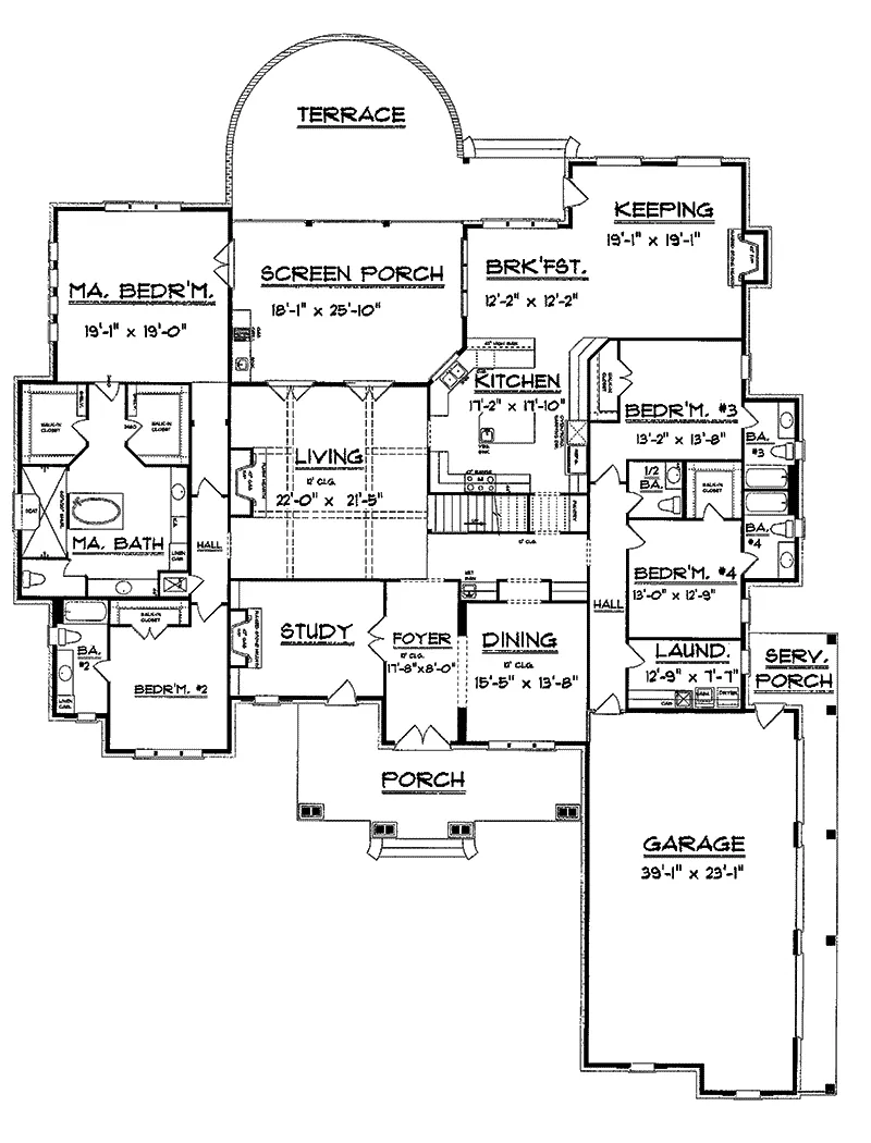 Vacation House Plan First Floor - Dickerson Creek Rustic Home 024S-0026 - Search House Plans and More