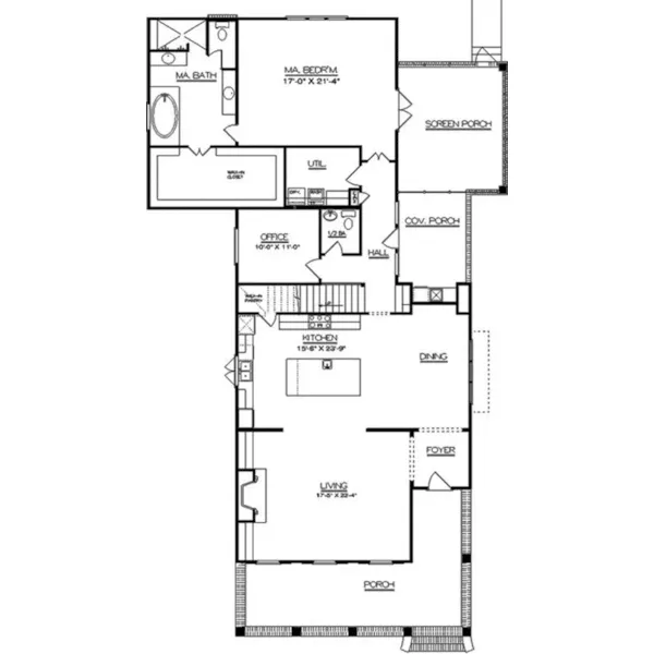 Southern House Plan First Floor - 024D-0027 - Shop House Plans and More