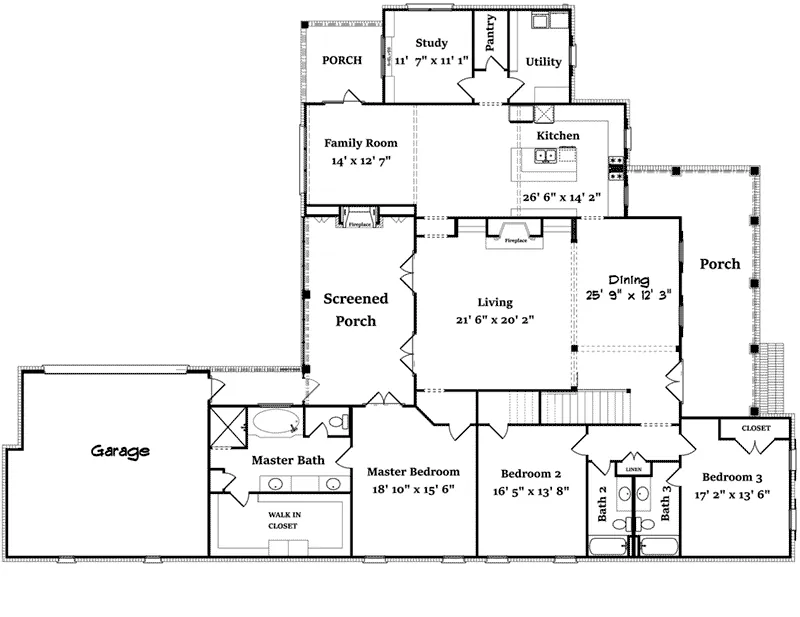 First Floor - Dianne Hill Lowcountry Home 024S-0029 - Search House Plans and More