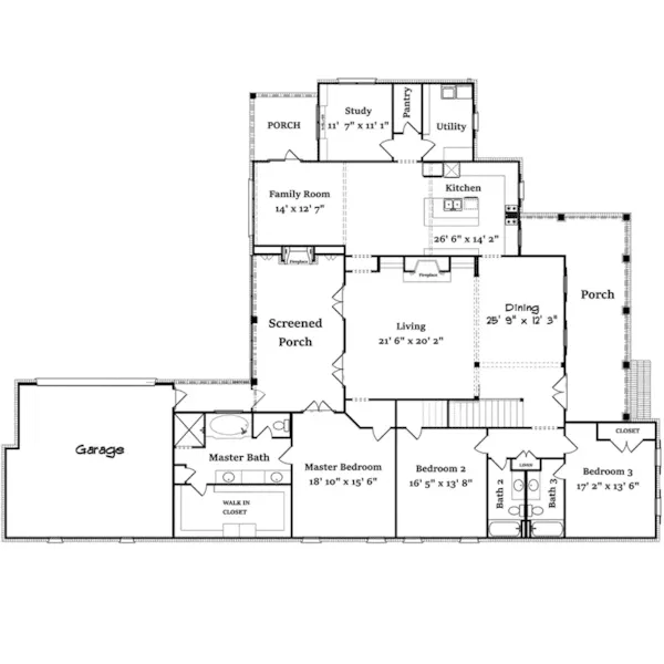 First Floor - Dianne Hill Lowcountry Home 024S-0029 - Search House Plans and More