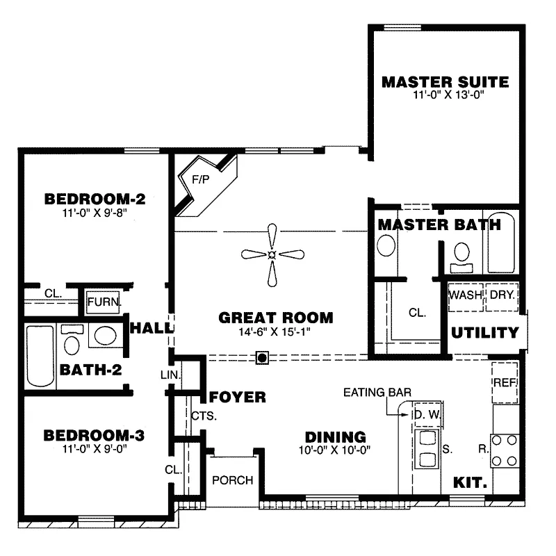 Traditional House Plan First Floor - Wellington Farm Ranch Home 025D-0001 - Shop House Plans and More