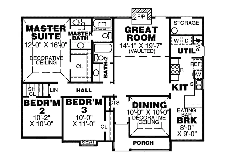 Country House Plan First Floor - Chandler Hollow  Ranch Home 025D-0002 - Search House Plans and More